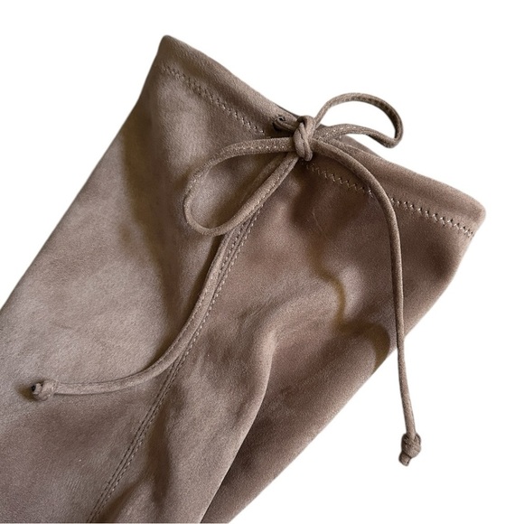 Gianni Bini Over the Knee Boots 6 Tan Faux Suede Block Heel Tie Back Square Toe - Picture 5 of 8